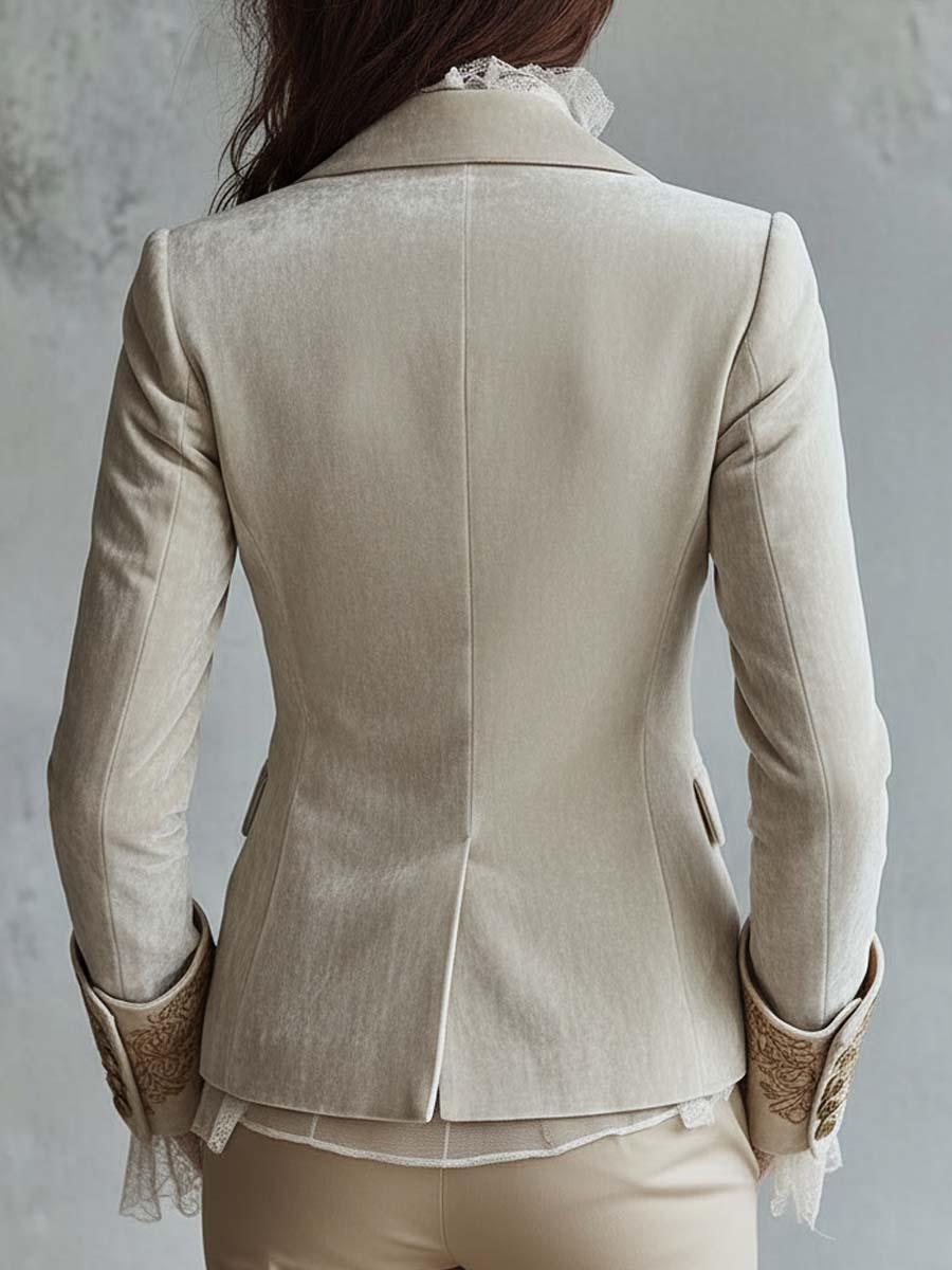 Silvia | Blazer sastre color marfil bordado