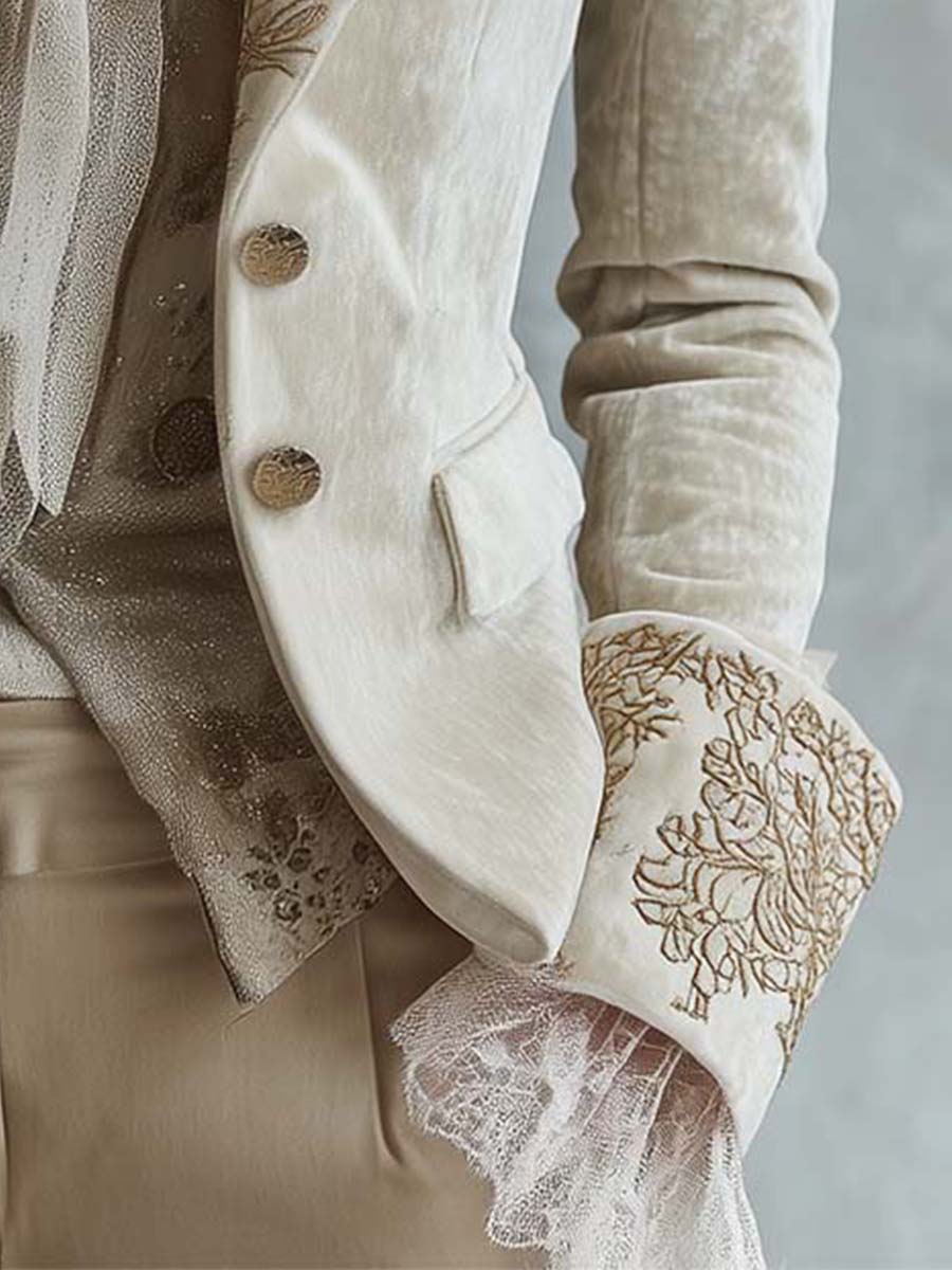 Silvia | Blazer sastre color marfil bordado