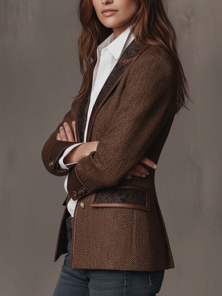 Candela | Blazer con paneles y estampado de espiga