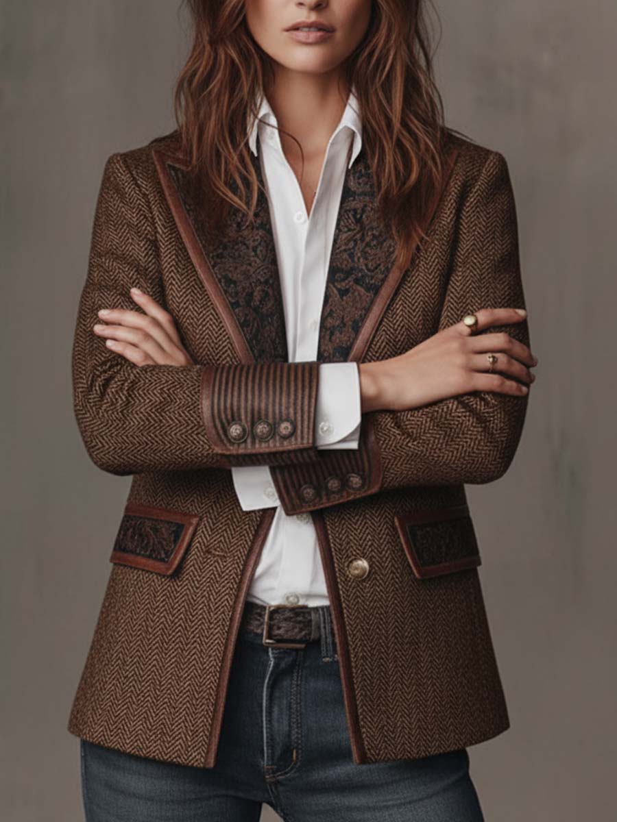 Candela | Blazer con paneles y estampado de espiga