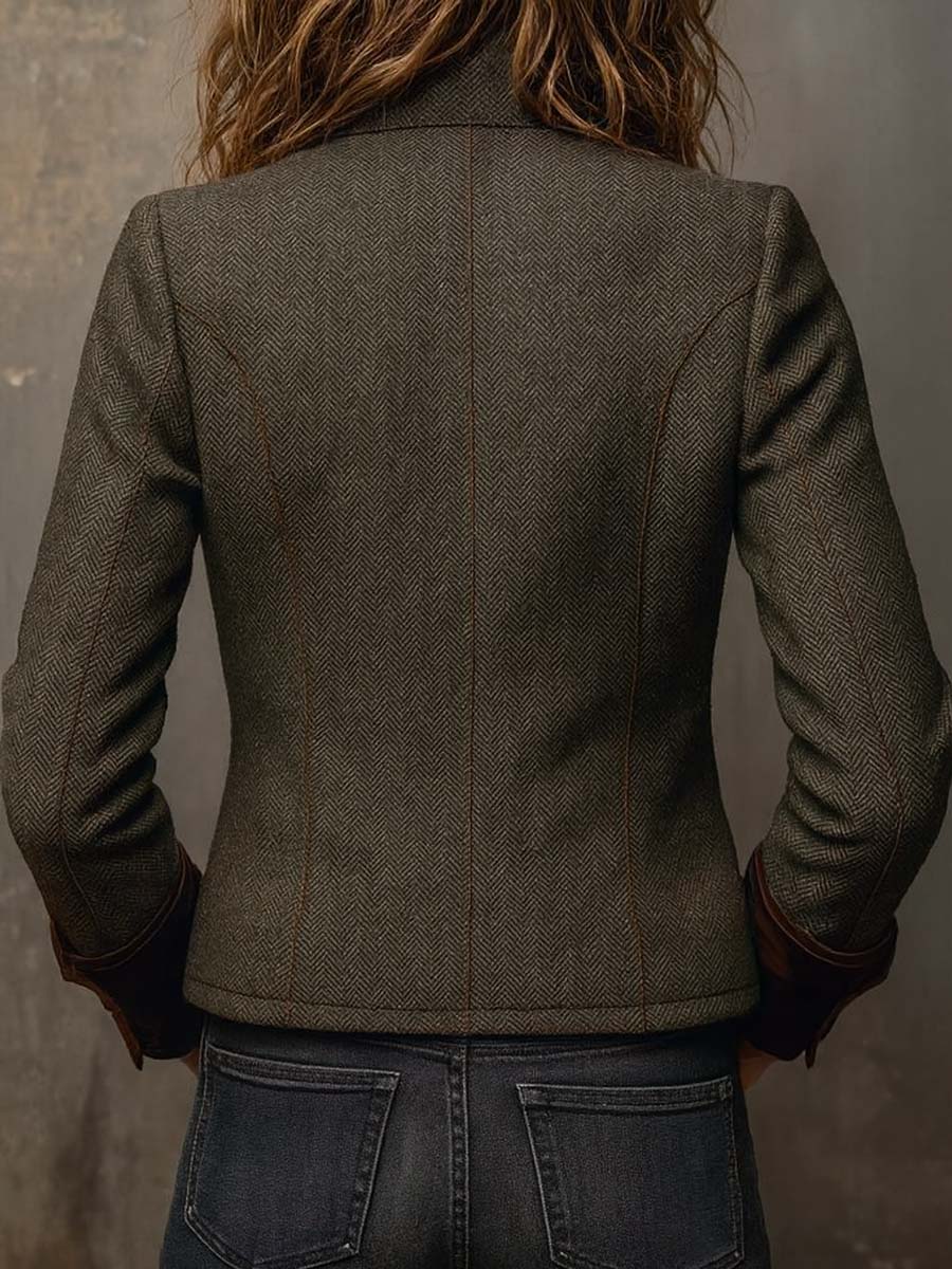 Valeria | Blazer vintage de espiga con ribete en contraste