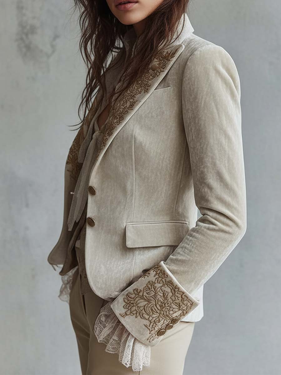 Silvia | Blazer sastre color marfil bordado