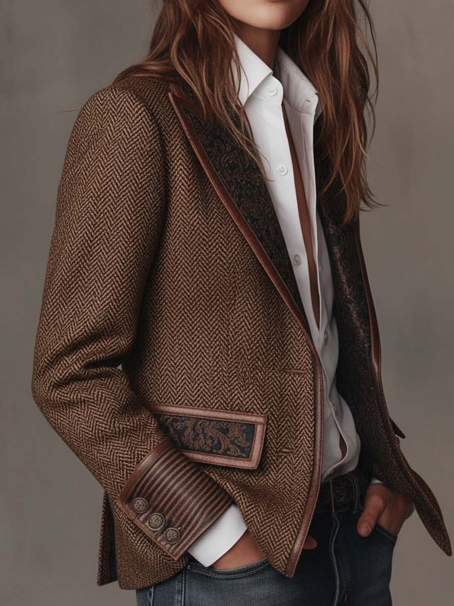 Candela | Blazer con paneles y estampado de espiga