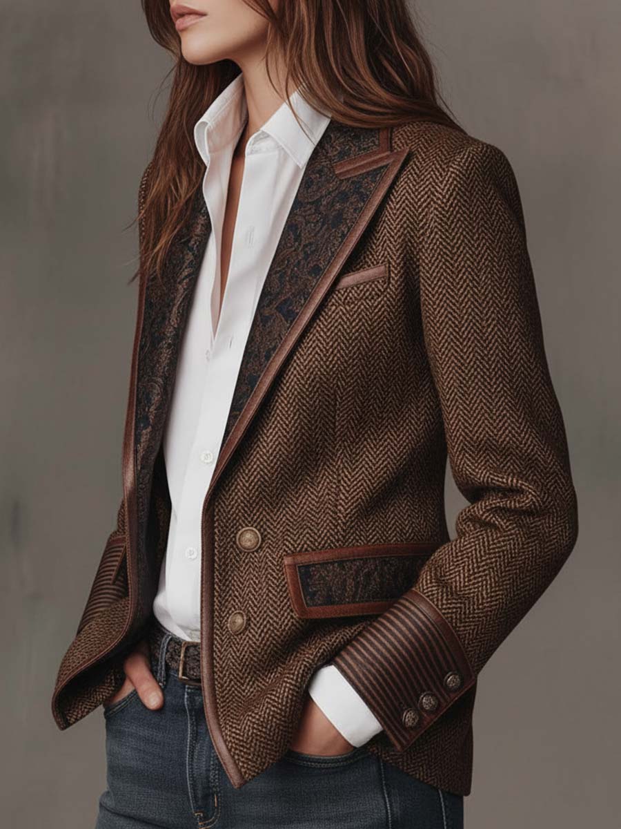 Candela | Blazer con paneles y estampado de espiga