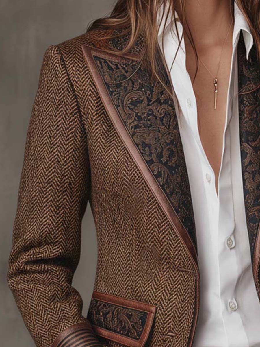 Candela | Blazer con paneles y estampado de espiga