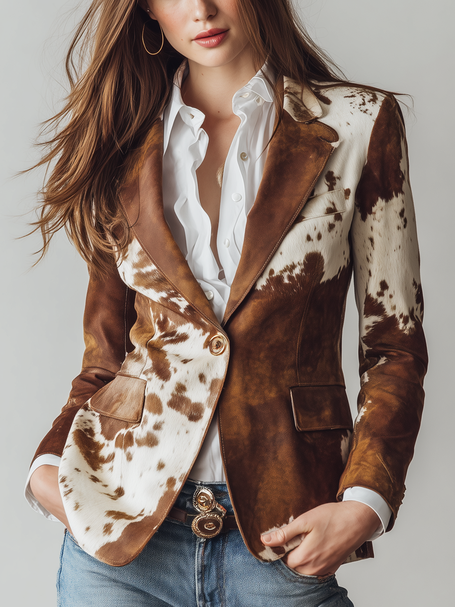 Rocío | Blazer ecológico con estampado de vaca vintage