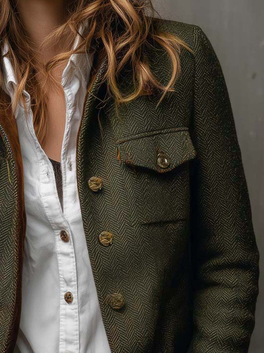 Valeria | Blazer vintage de espiga con ribete en contraste