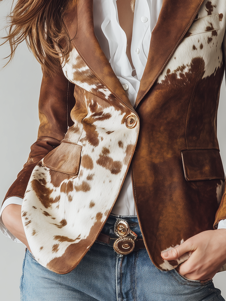 Rocío | Blazer ecológico con estampado de vaca vintage