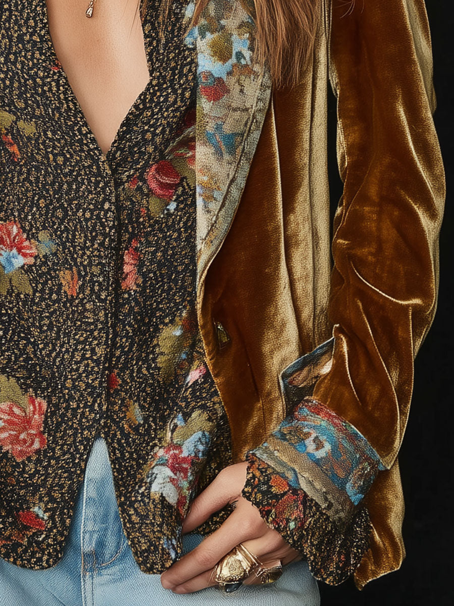 Alicia | Blazer vintage con estampado floral y patchwork