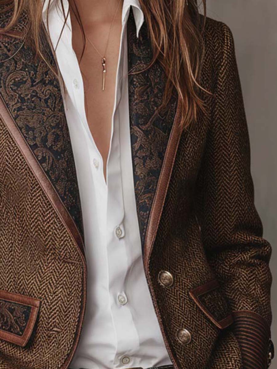 Candela | Blazer con paneles y estampado de espiga