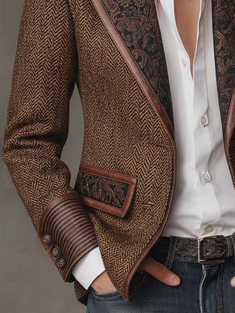 Candela | Blazer con paneles y estampado de espiga