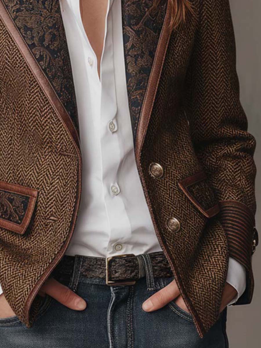 Candela | Blazer con paneles y estampado de espiga