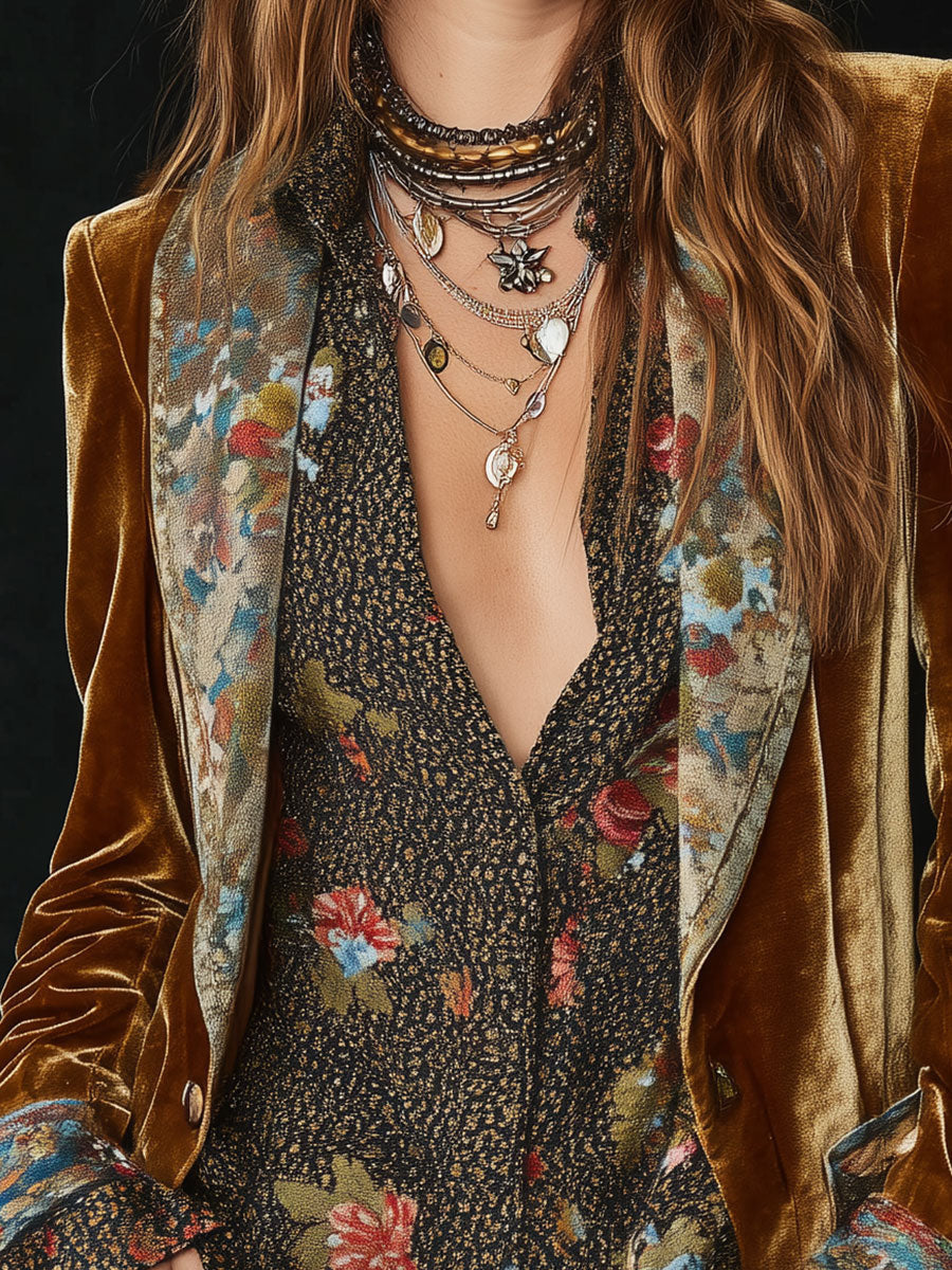 Alicia | Blazer vintage con estampado floral y patchwork