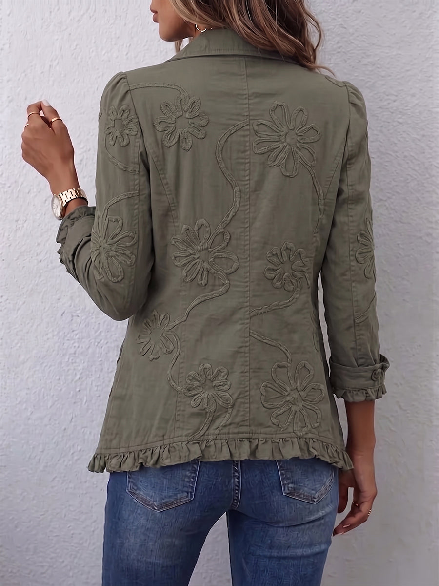 Noelia | Chaqueta utilitaria bohemia con bordados florales