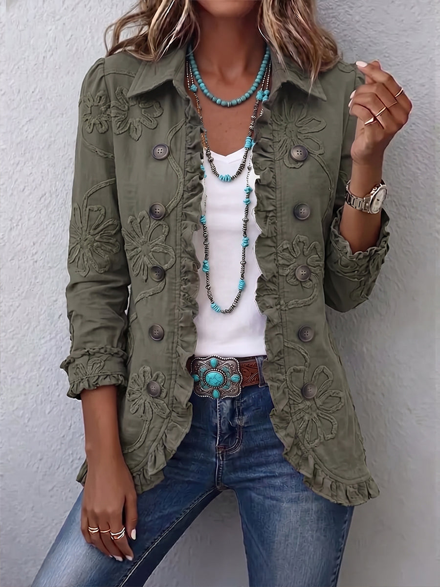 Noelia | Chaqueta utilitaria bohemia con bordados florales